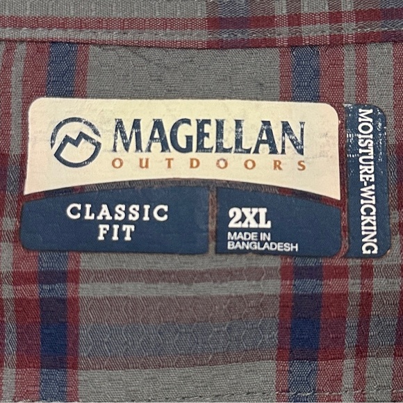 Magellan Outdoors Grey Plaid Moisture Wicking Short Sleeve Shirt - Picture 5 of 9